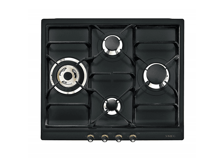 Placa de gas - Smeg 100314786, 4 zonas, Gas Natural, Gas Butano, Gas Propano, 60 cm, Inox