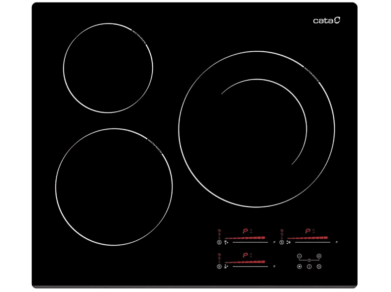 Placa de inducción - Cata INSB 6028 BK, 3 zonas, 590 mm, Negro