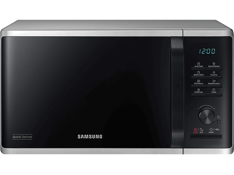 Microondas - Samsung MS23B3515AS, 800 W, 23 l, Negro, Gris