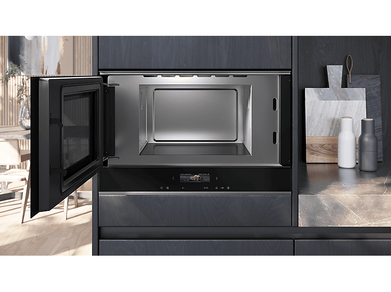 Microondas integrable - Siemens BF722L1B1, 900 W, 5 potencia, 21 l, Negro