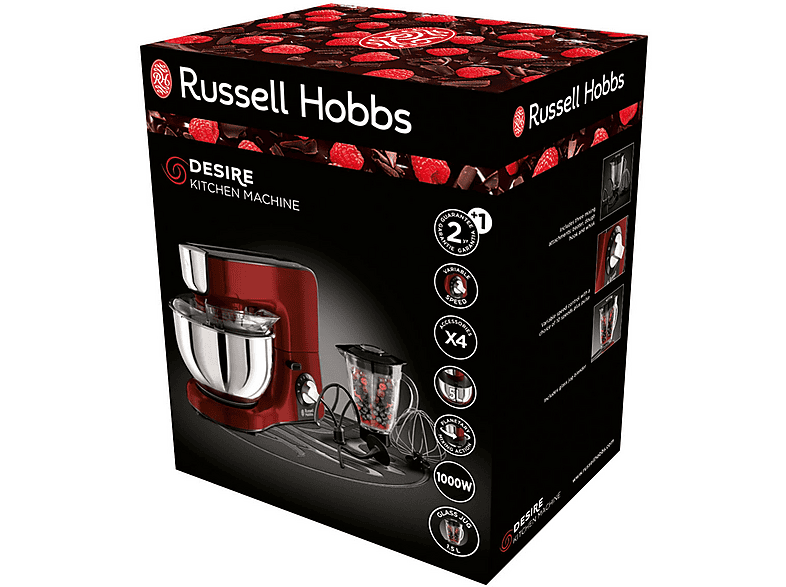 Robot amasador - Russell Hobbs 23480-56, 1000 W, 5 l, Rojo