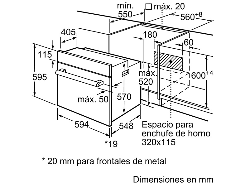Horno - Balay 3HB2010B0, Multifunción, 60 cm, 66 L, Acero