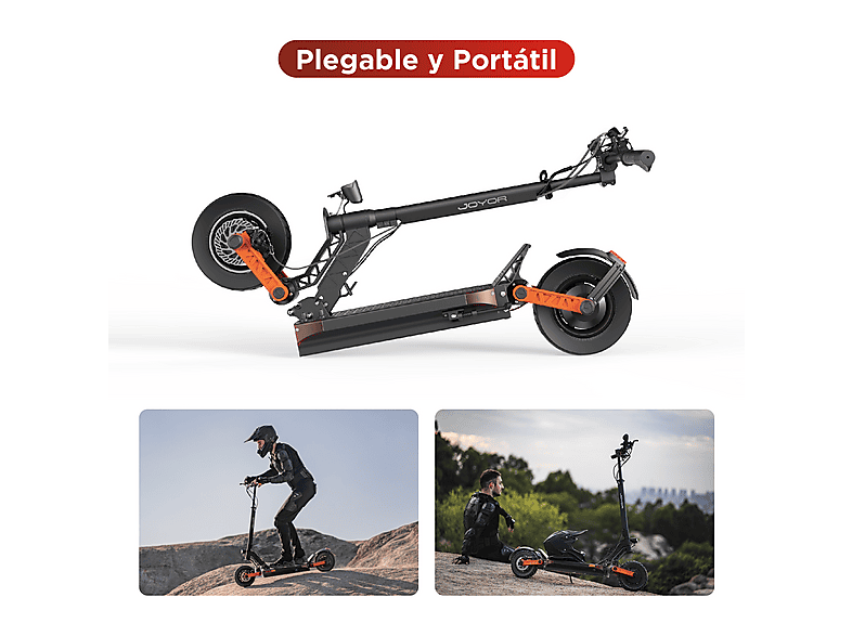 Patinete eléctrico - Joyor S-PRO con homologación para circular por carretera (DGT) + Casco, Carga máx. 120 kg, 26 mAh, Negro
