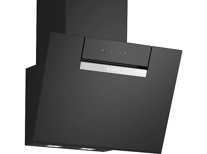 Campana decorativa - Bosch DWK67FN60, 4 velocidades, 768 m³/h, 590 mm, Cristal negro