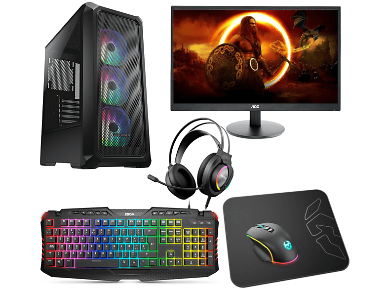 PC Gaming - Epical-Q Pack Hplus10, AMD Ryzen 5 5600G, 16 GB RAM, 1 TB SSD, Radeon™ Onboard Graphics, Windows 11 Home, Negro