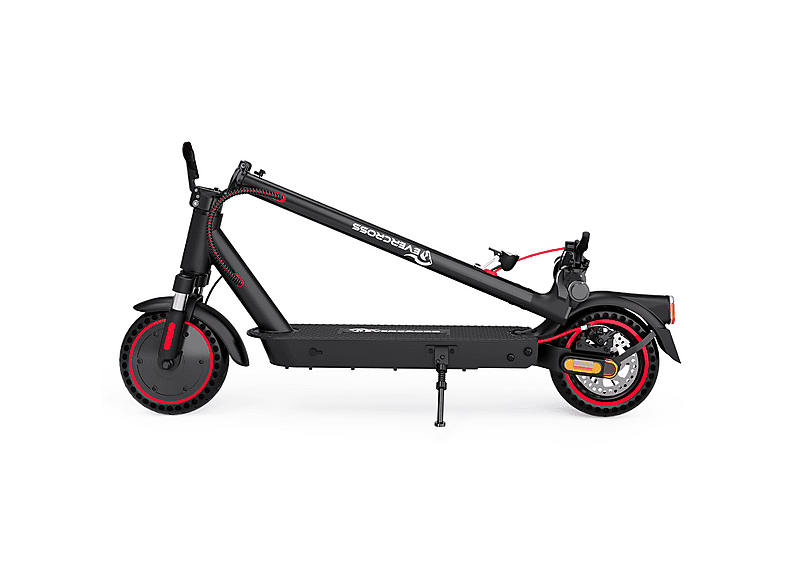 Patinete eléctrico - Evercross Tech EV85F homologado, Pot. máx. 350 W, Carga máx. 120 kg, 7800 mAh, Negro rojo