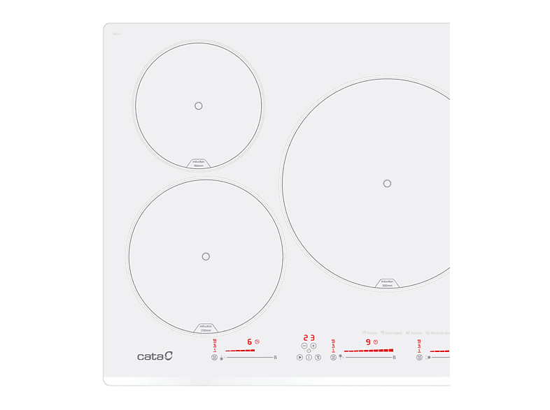 Placa de inducción - Cata INSB 6003 E2 WH, 3 zonas, 59 cm, Blanco