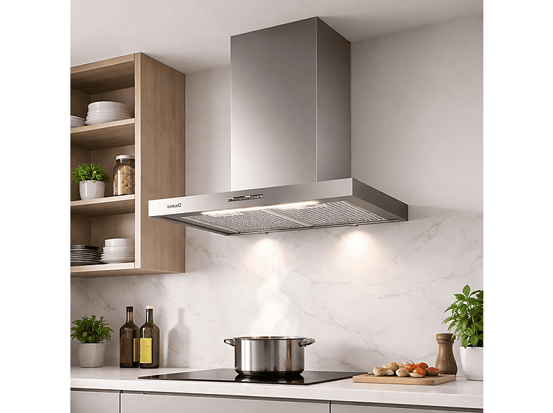 Campana decorativa - Cata 2021310 SYGMA 7010 X, 4 velocidades, 802 m³/h, 69 cm, Inox