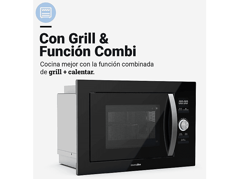 Microondas Libre Instalación - Universalblue SPEEDYBAKE-PLUS, 700 W, Cristal Negro