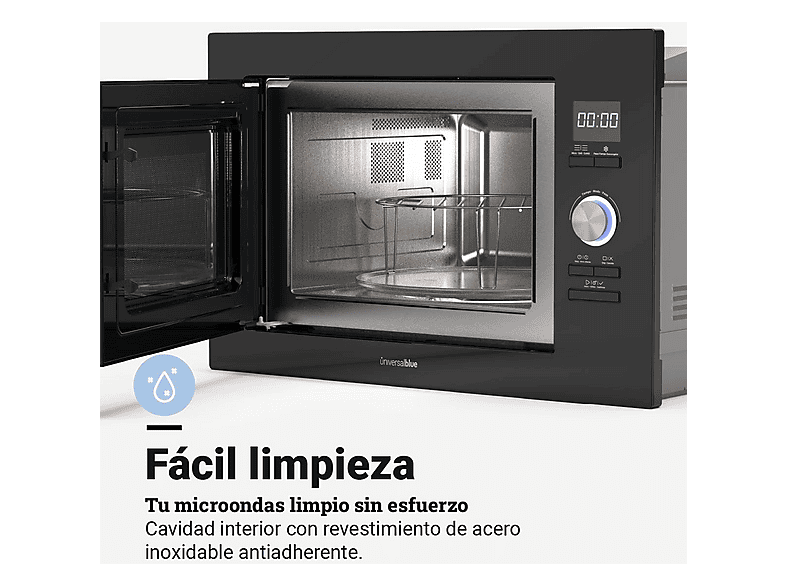 Microondas Libre Instalación - Universalblue SPEEDYBAKE-PLUS, 700 W, Cristal Negro