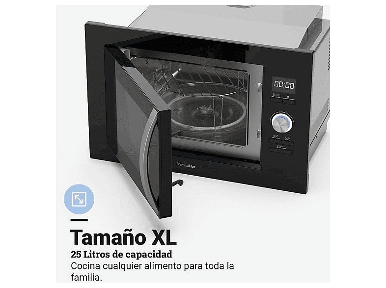 Microondas Libre Instalación - Universalblue SPEEDYBAKE-PLUS, 700 W, Cristal Negro