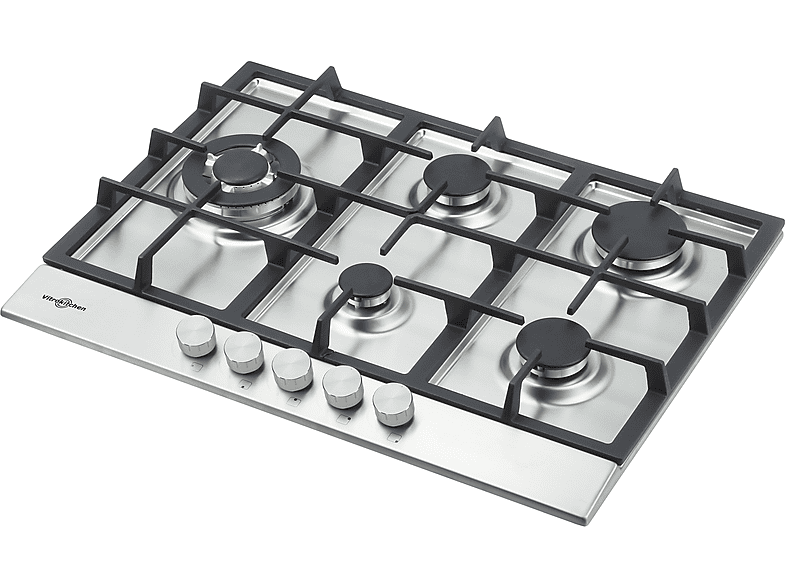 Placa de gas - Vitrokitchen EN73IN, 3 zonas, 51 cm, Inoxidable