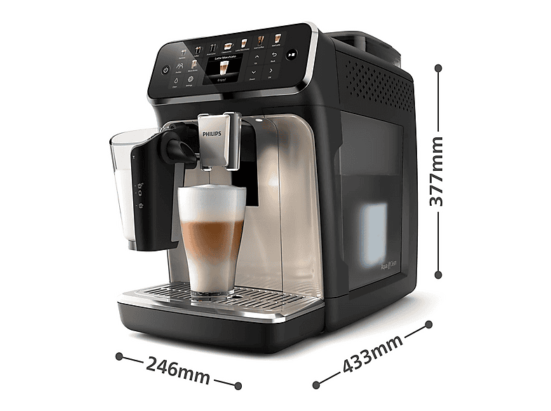 Máquina espresso - Philips 5500 series EP5547/90, 15 bar, 1500 W, 0,26 l, 2 tazas, Gris