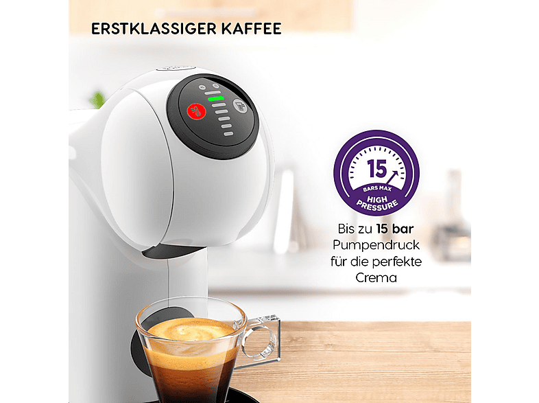 Cafetera de cápsulas - Krups Genio S KP2431, 15 bar, 1500 W, Blanco