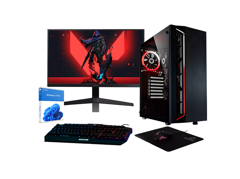 Pack PC gaming - Beastcom Q3 Essential Gaming, AMD Ryzen™ 3 3200G, 16 GB RAM, 1 TB SSD, Radeon™ RX Vega 8, Windows 11 Home, Monitor 24 " Full-HD