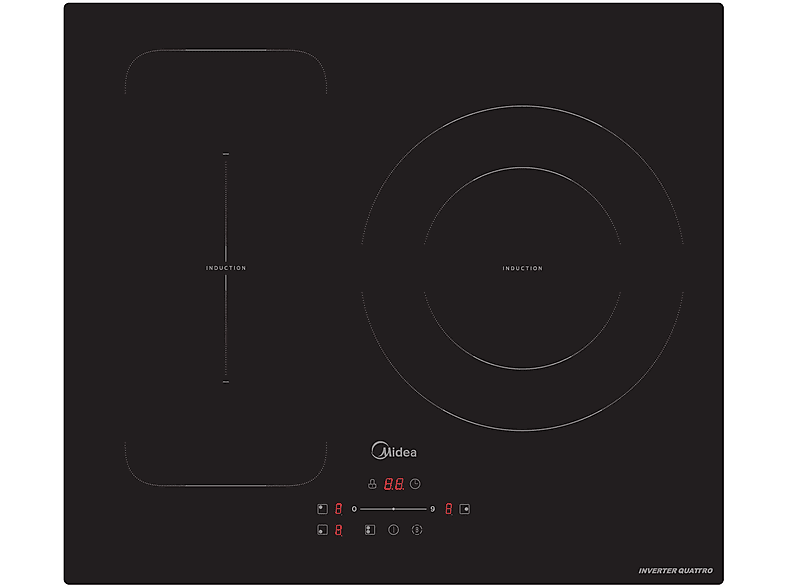 Placa de induccion - Midea MIH740T279K0, 3 zonas, 59 cm, Negro