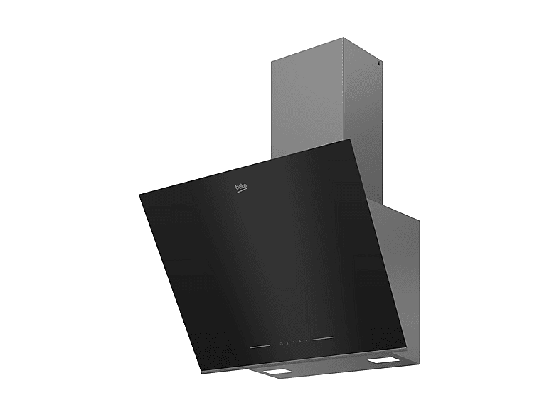 Campana decorativa - Beko BHCA66641BBHS 7704331206, 4 velocidades, 445 m³/h, 595 mm, Cristal Negro