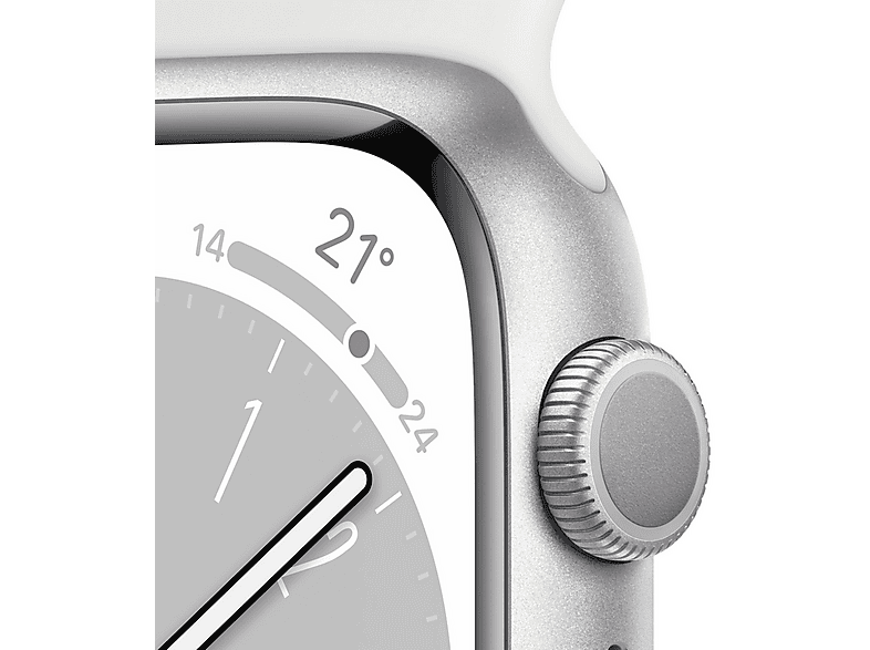 Apple Watch - Apple 1540055 APPLE WATCH S8 45 SIL AL WT SP GPS, Talla única, Aluminio, Plata