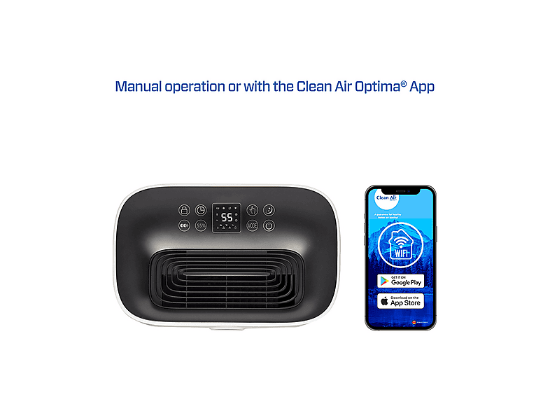 Deshumidificador - Clean Air Optima CA-708 Smart, 6,5 l, 90 m², Blanco/negro