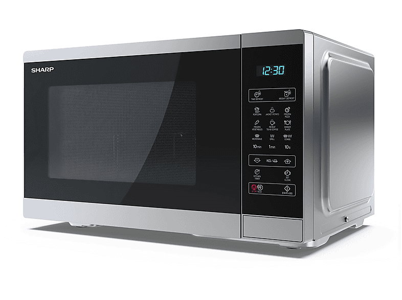 Microondas con grill - Sharp YC-MG252AE-S, 900 W, 11 potencia, 25 l, Plata