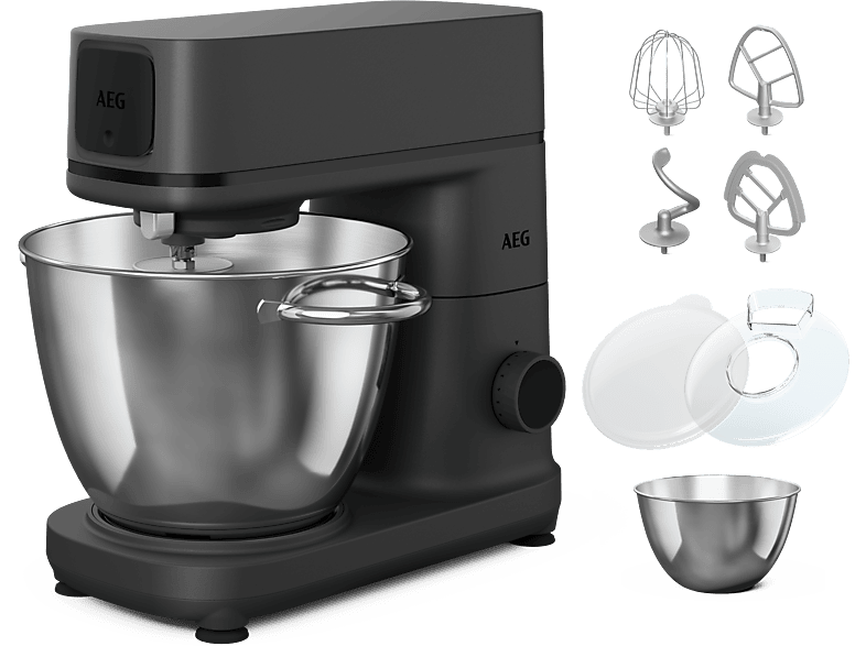 Robot de cocina - AEG KM7-1-4BPT, 1200 W, Negro perlado