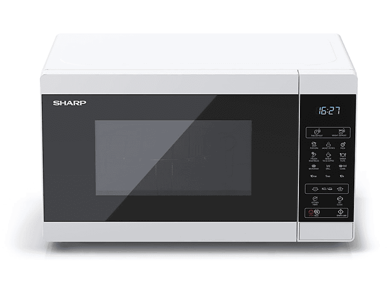 Microondas - Sharp YC-MG02EW, 800 W, 11 potencia, 20 l, Blanco