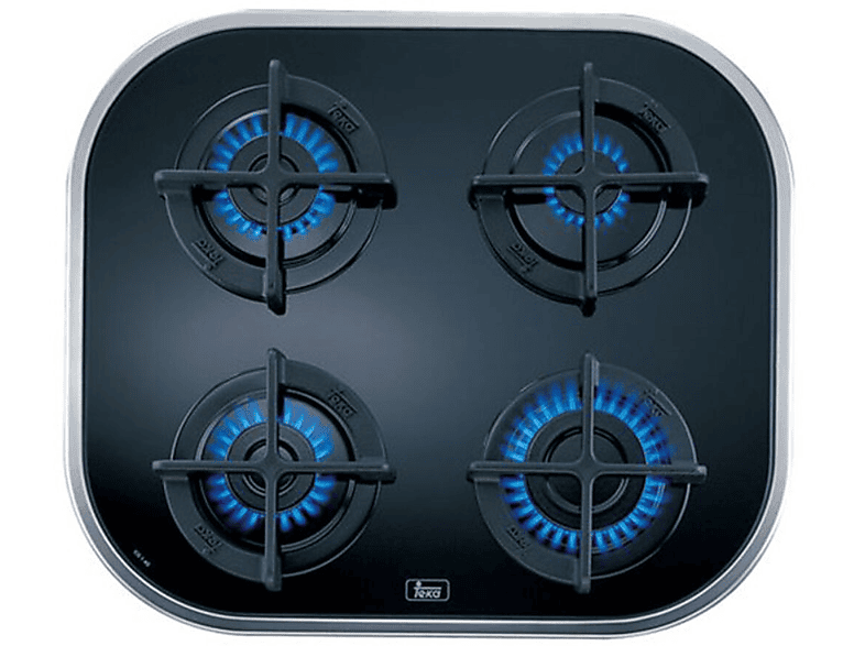 Placa de Gas - Teka 10205283 CG.1 4 G AI AL NAT INOX, 4 zonas, 60,00 cm, Negro