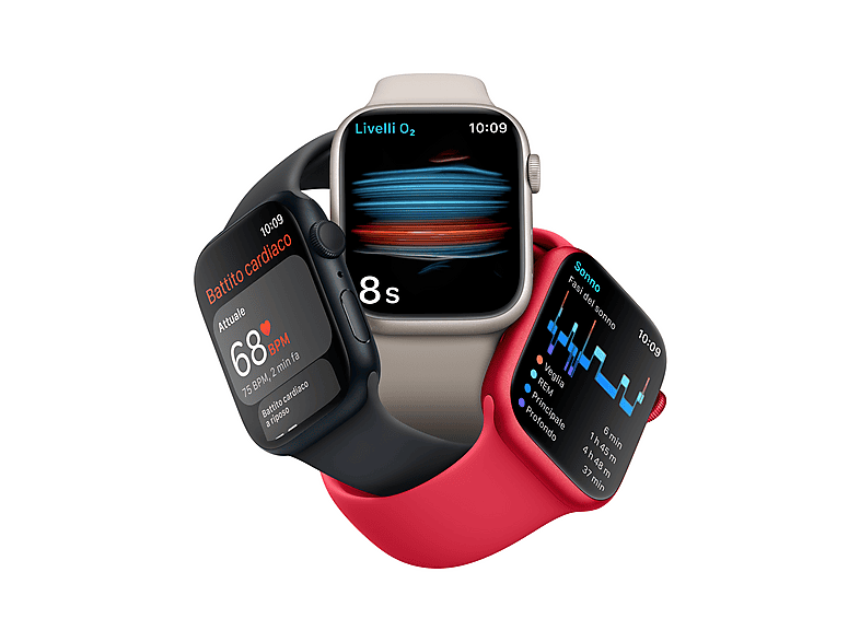 Smartwatch - Apple 1540046 APPLE WATCH S8 45 MID AL MID SP GPS, Talla única, Aluminio, Medianoche