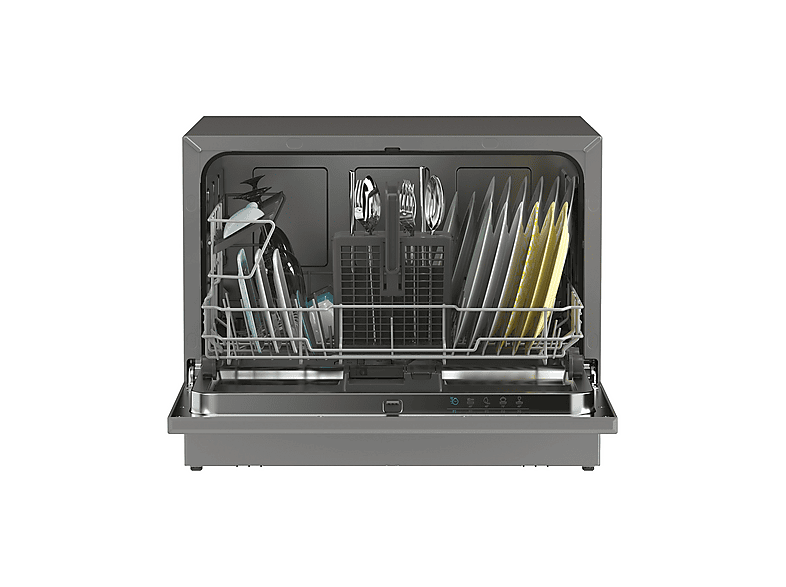 Lavavajillas compacto - Candy CP 6E51LS, 6 servicios, 5 programas, 55 cm, Silver