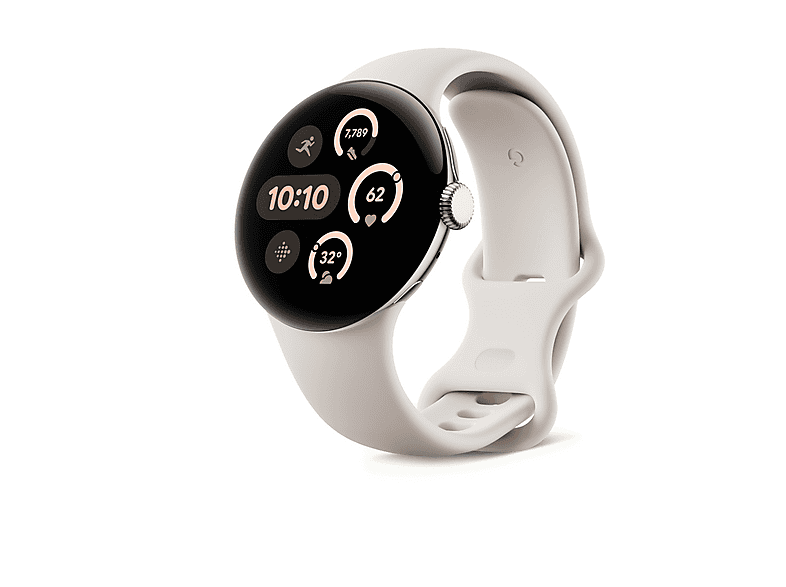 Smartwatch - Google PIXEL WATCH 3 41MM SILVER, S-L, Aluminio 100% reciclado, Porcelana