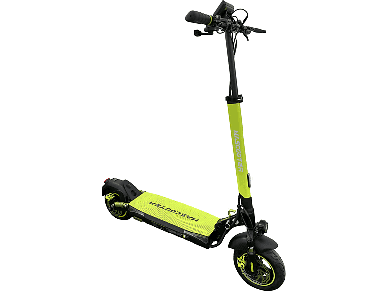 Patinete eléctrico - Mascooter S4, Pot. máx. 1200 W, Carga máx. 120 kg, 25 km autonomía, 7800 mAh, Negro-lima