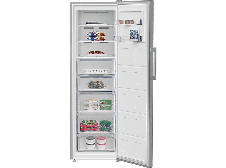 Congelador vertical - Beko B3RFNE314XB, 313 l, 186,5 cm, Color Inox
