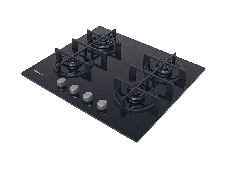 Placa de gas - Candy CVG6B, 4 zonas, NG + LPG (Butane), 595 mm, Negro