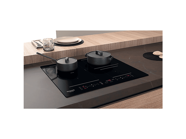 Placa de inducción - Hotpoint 528, 4 zona(s) zonas, 590 mm, Black