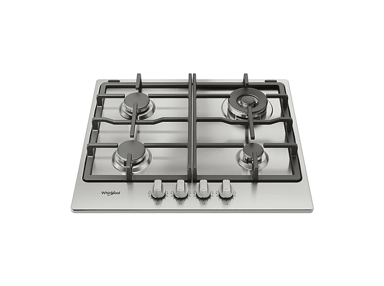 Placa de gas - Whirlpool TGML 661 IX R, 4 zonas, 58 cm, Acero inoxidable