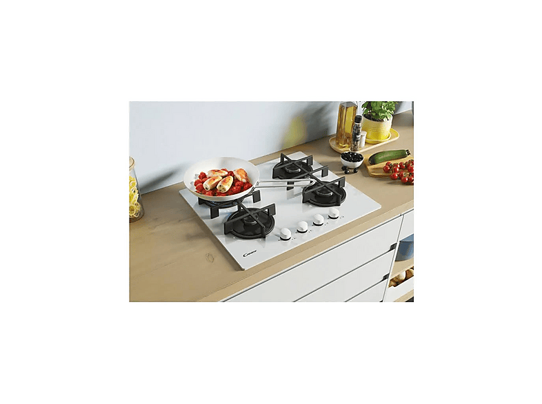 Placa de gas - Candy CVG6WW, 4 zona(s) zonas, 595 mm, Blanco