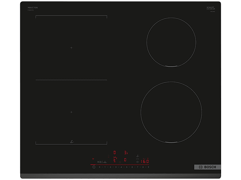 Placa de inducción - Bosch PVS631HC1E, 4 zona(s) zonas, 592 mm, Black