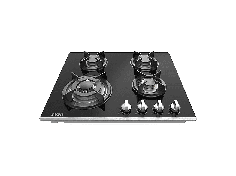 Placa de gas - Svan SGW4600N, 4 zonas, 600 mm, Negro