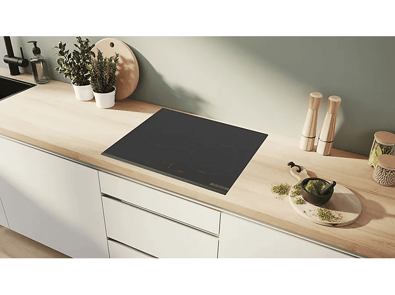 Placa de inducción - Bosch PIJ631HC1E, 3 zonas, 592 mm, Negro