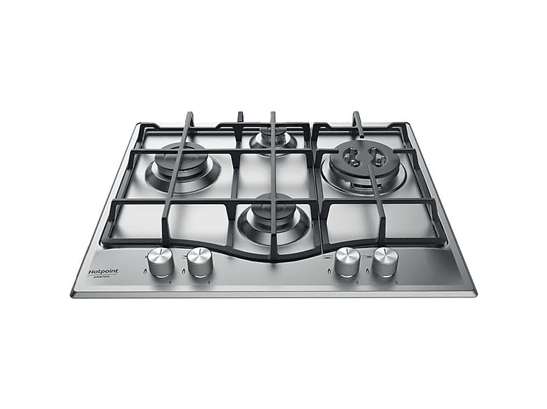 Placa de gas - Hotpoint PCN 641 T/IX/HA, 4 zonas, 600 mm, Acero inoxidable
