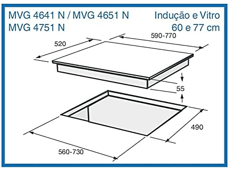 Placa de inducción - Meireles MV 1613, 3 zonas, 59 cm, Negro