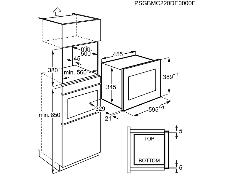 Microondas integrable - Electrolux 947608883, 1200 W, 6 potencia, 20 l, inox, gris