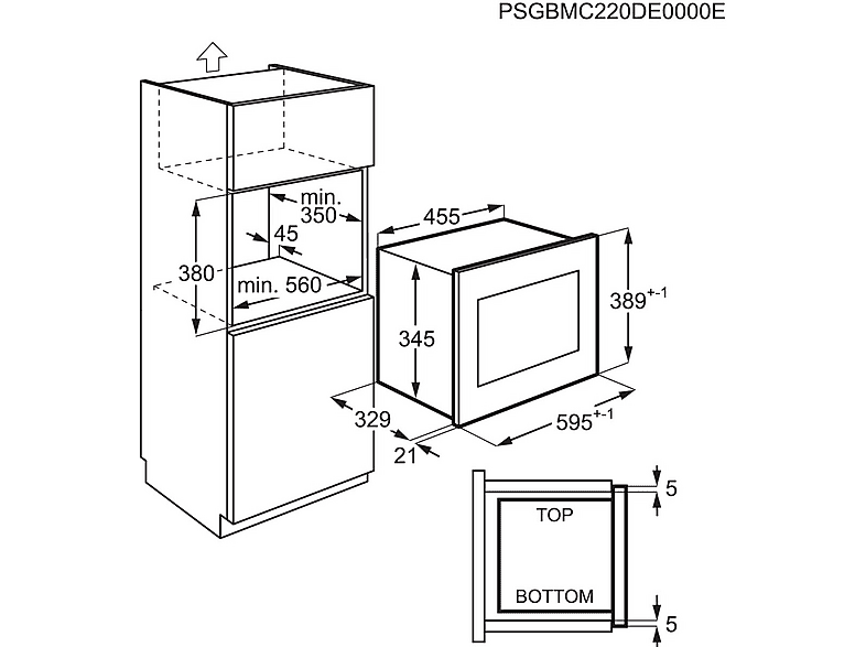 Microondas integrable - Electrolux 947608883, 1200 W, 6 potencia, 20 l, inox, gris