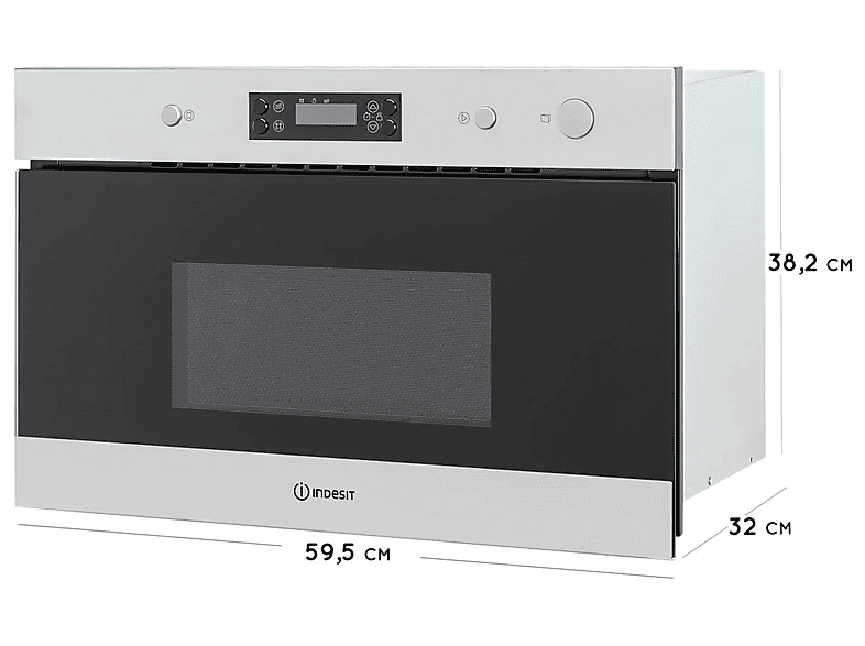 Microondas - Indesit MWI 6211 IX, 1300 W, 4 potencia, 22 l, Grey