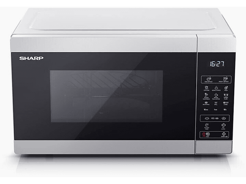 Microondas libre instalación - Sharp YC-MG81E-W, 900 W, 11 potencia, 28 l, Bicolor
