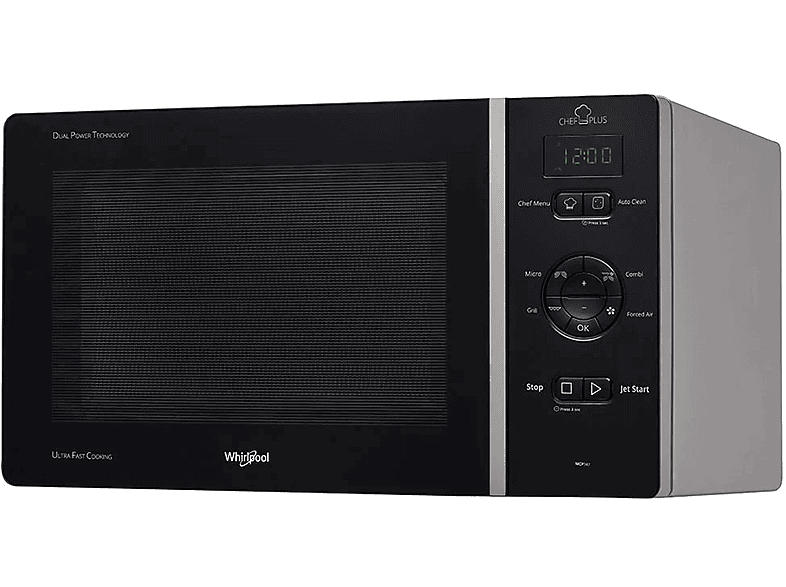 Microondas libre instalación - Whirlpool MCP 347 SL, 900 W, 6 potencia, 25 l, Negro