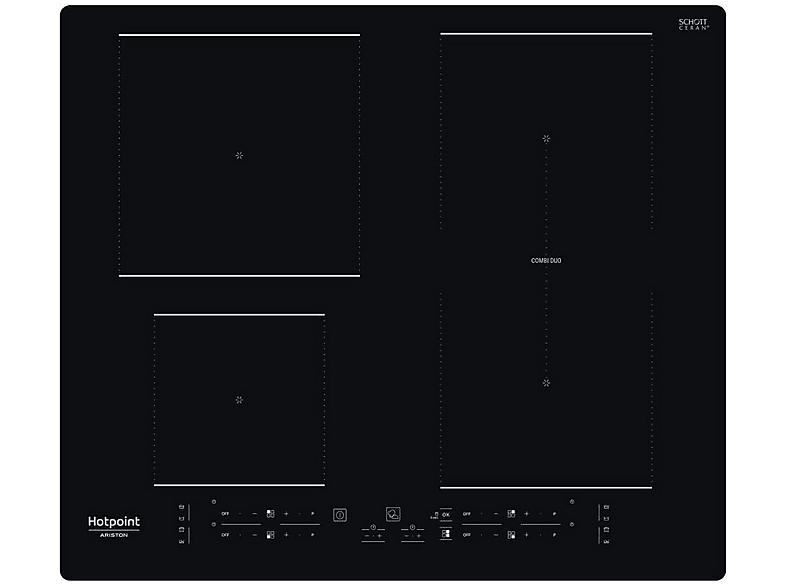 Placa de inducción - Hotpoint HB 4860B NE, 4 zona(s) zonas, 590 mm, Black