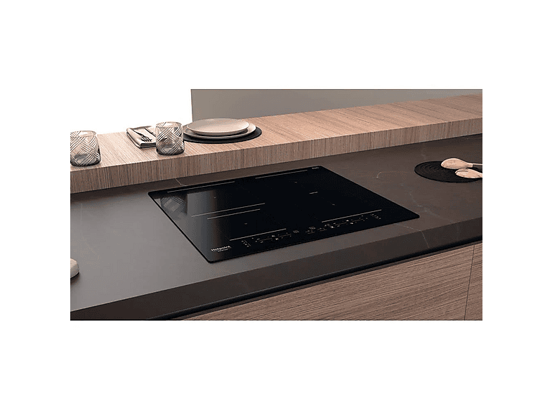 Placa de inducción - Hotpoint HB 4860B NE, 4 zona(s) zonas, 590 mm, Black