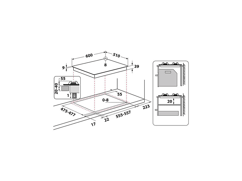 Placa de gas - Hotpoint PCN 642 T/IX/HA, 4 zonas, NG + LPG (Propane/Butane), 60 cm, Acero inoxidable
