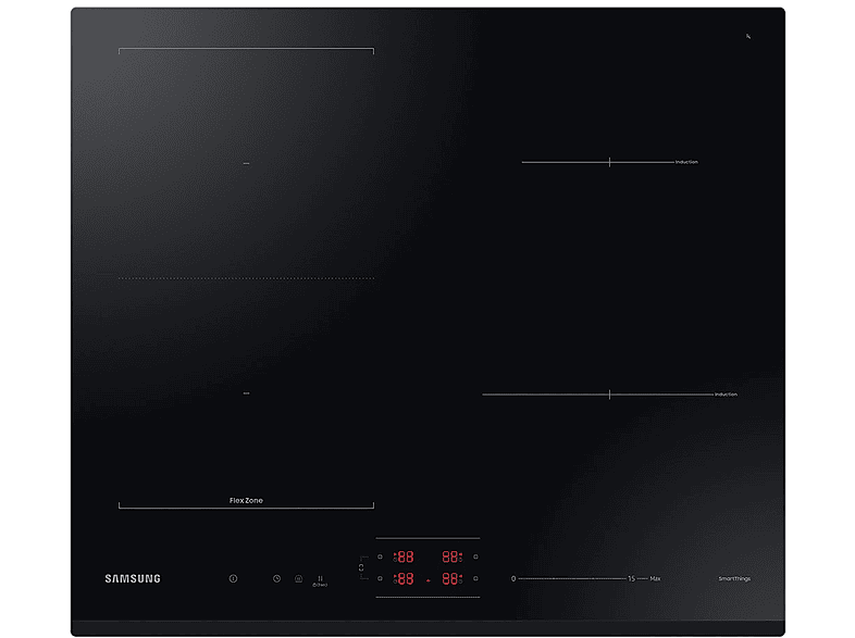 Placa de inducción - Samsung Flex Zone 3300W (NZ64B5046GK), 4 zonas, 590 mm, Negro